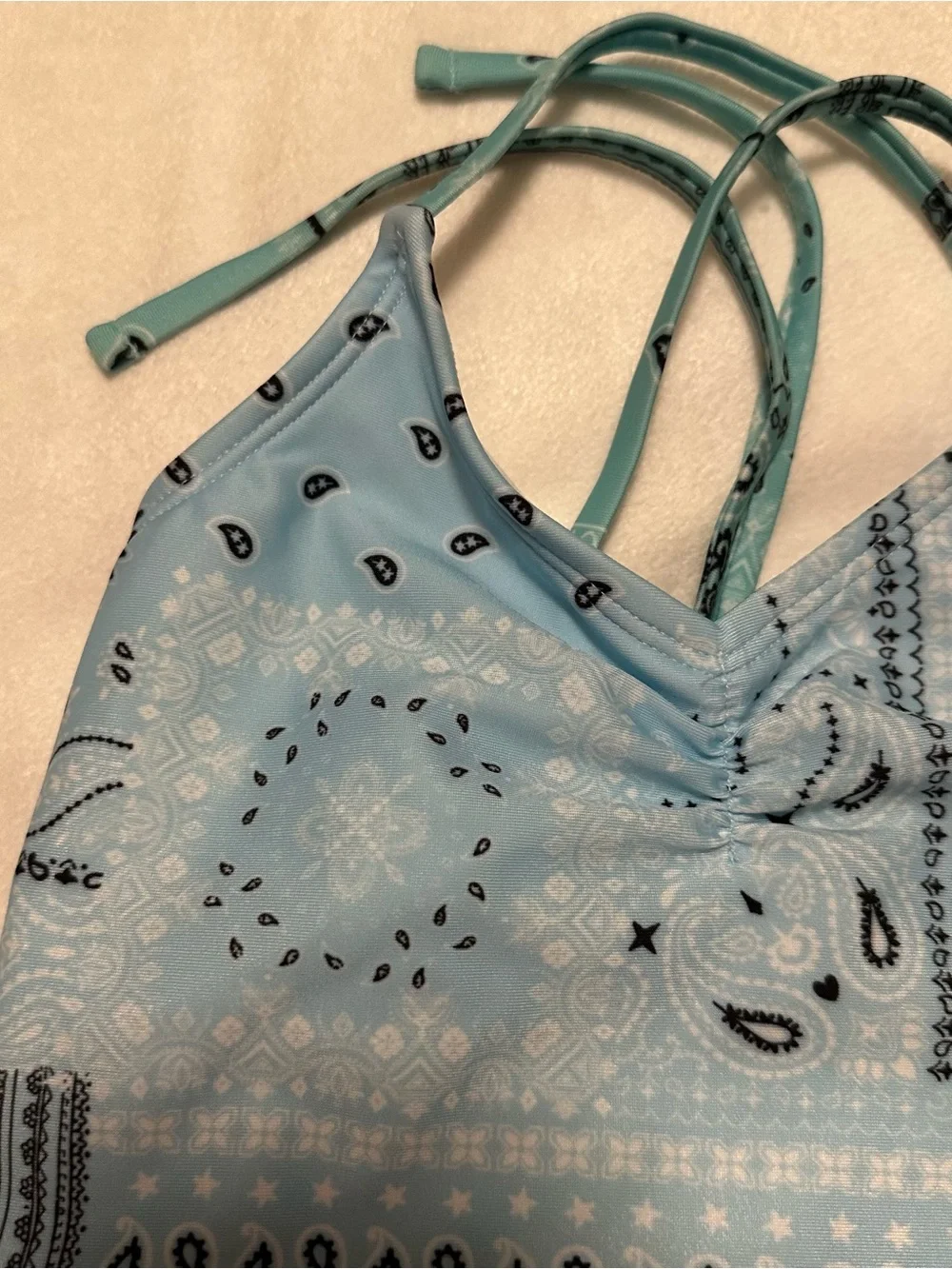 art class Light Blue Bandana-Print Strappy Swim Top